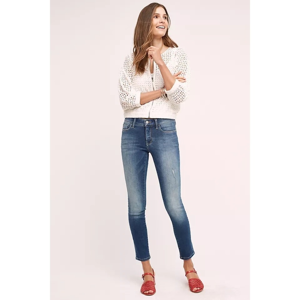 Pilcro & the Letterpress Women's Stet Mid-Rise Distressed Skinny Jeans Size 30